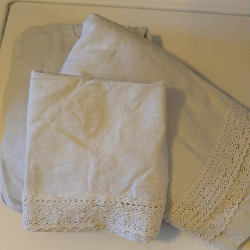 Rare Retired Simply Shabby Chic  twin linen/cotton sheet set blue